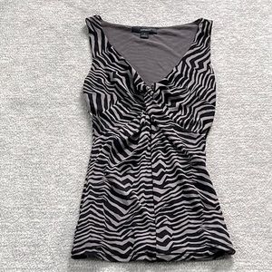 Express Y2K Black/Gray Mesh Zebra Print Top